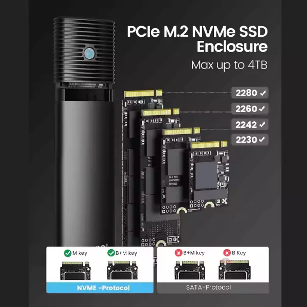 Boitier SSD ORICO USB3.2 Gen2 Type-C M.2 NVMe PWM2 – Image 3