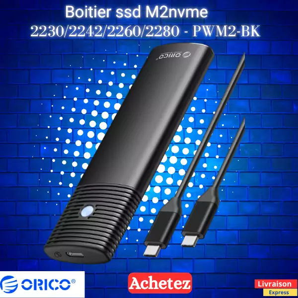 Boitier SSD ORICO USB3.2 Gen2 Type-C M.2 NVMe PWM2