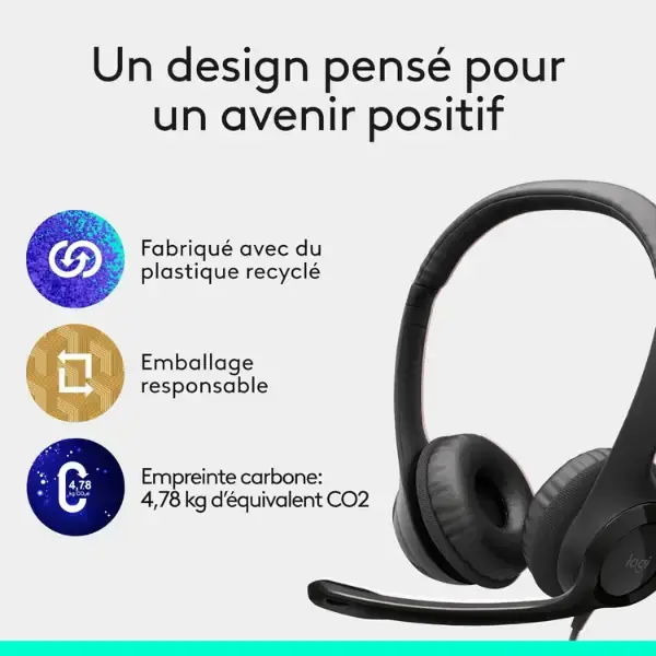 Casque USB Logitech H390 avec micro antibruit – Noir