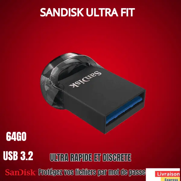 Clé USB: Sandisk ultra fit 64GO