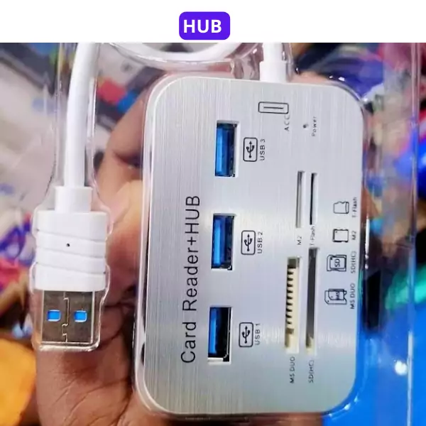 Adaptateur de lecteur de carte mémoire Hub 7 en 1, 3 ports USB, type C/A 3.0 HUB + 4 ports – Image 2