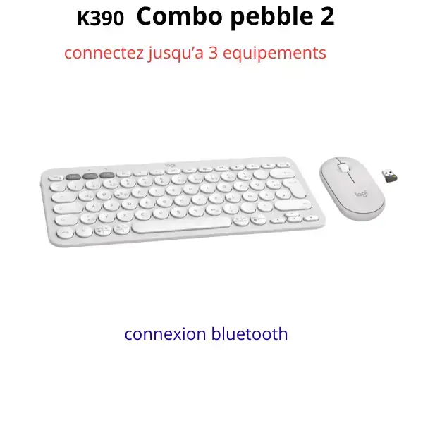 Logitech Pebble 2 Combo Bluetooth – Clavier & Souris Sans Fil Blanc