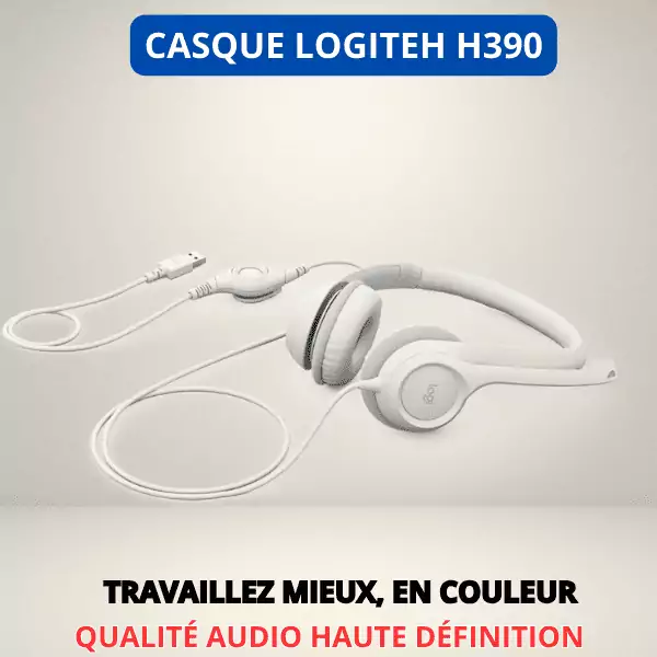 Casque USB Logitech H390 avec micro antibruit – Noir – Image 2