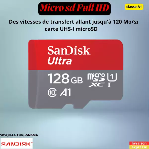 SanDisk 128 Go Ultra microSDXC, Carte micro sd A1 – Image 3