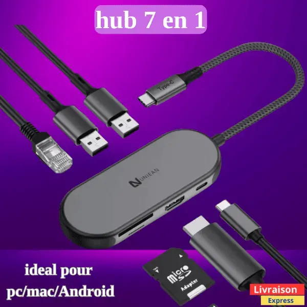 Hub multiport 7-en-1, Usb 3.0 Type C