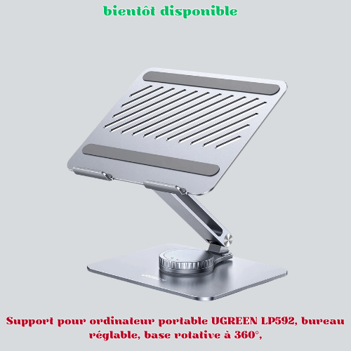 UGREEN LP592 Support pour ordinateur portable réglable 360° en aluminium compatible 17,3 pouces MacBook Pro Air