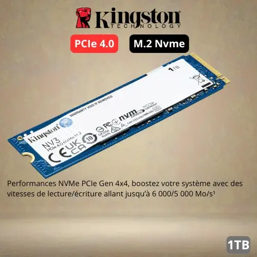SSD Kingston NV3 1 To NVMe PCIe 4.0 – Disque SSD Interne Ultra Rapide