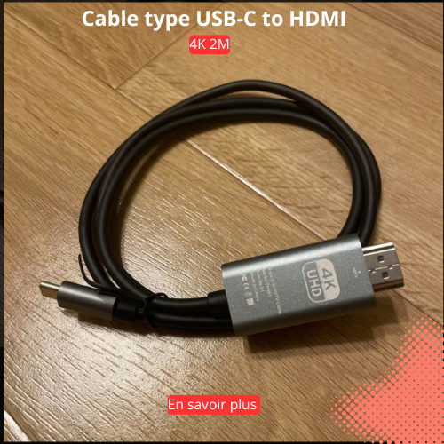Câble USB C vers HDMI 4K 2m 30Hz Type C vers HDMI – Image 2