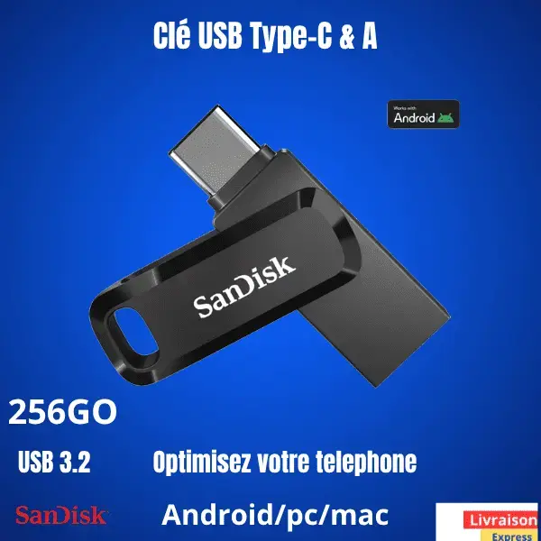 Clé double connectique USB Type-C™ 256GO Ultra Dual Drive