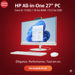 HP All-in-One 27-CR0008i i5 13e Gen 16Go 512Go SSD 27" Blanc