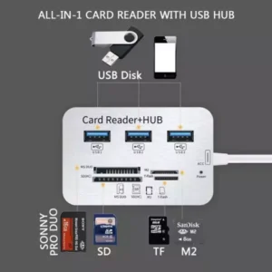Adaptateur de lecteur de carte mémoire Hub 7 en 1, 3 ports USB, type C/A 3.0 HUB + 4 ports - USB A