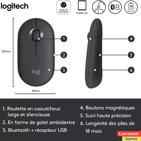 Souris Logitech M350 Silencieuse – Image 2