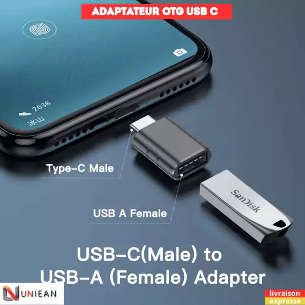 Adaptateur   OTG USB A vers C